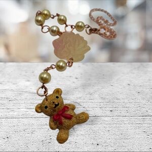 Handmade Teddy Bear and rose car charm